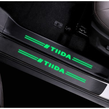 2019 夜光 TIIDA NISSAN  碳纖維 卡夢 迎賓踏板 外門檻 外門坎 皮革材質保護貼 非貼膜