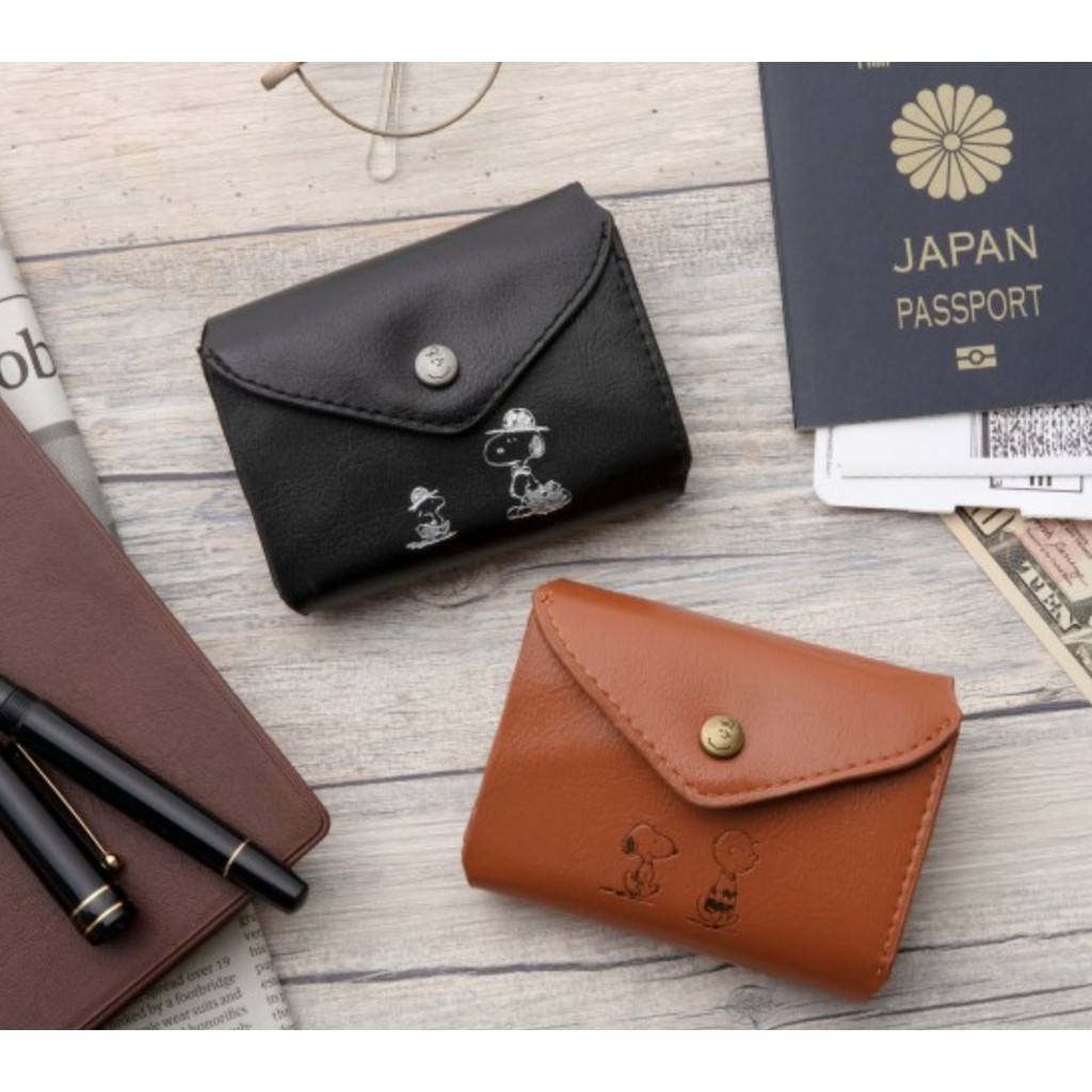 日本 SNOOPY  紙盒包裝 史努比史奴比查理布朗糊塗塔克 三折短夾皮夾 錢包零錢包卡片包收納包