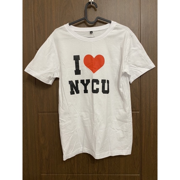 陽明交大合校紀念T I love NYCU白色基本款百搭棉質短袖上衣