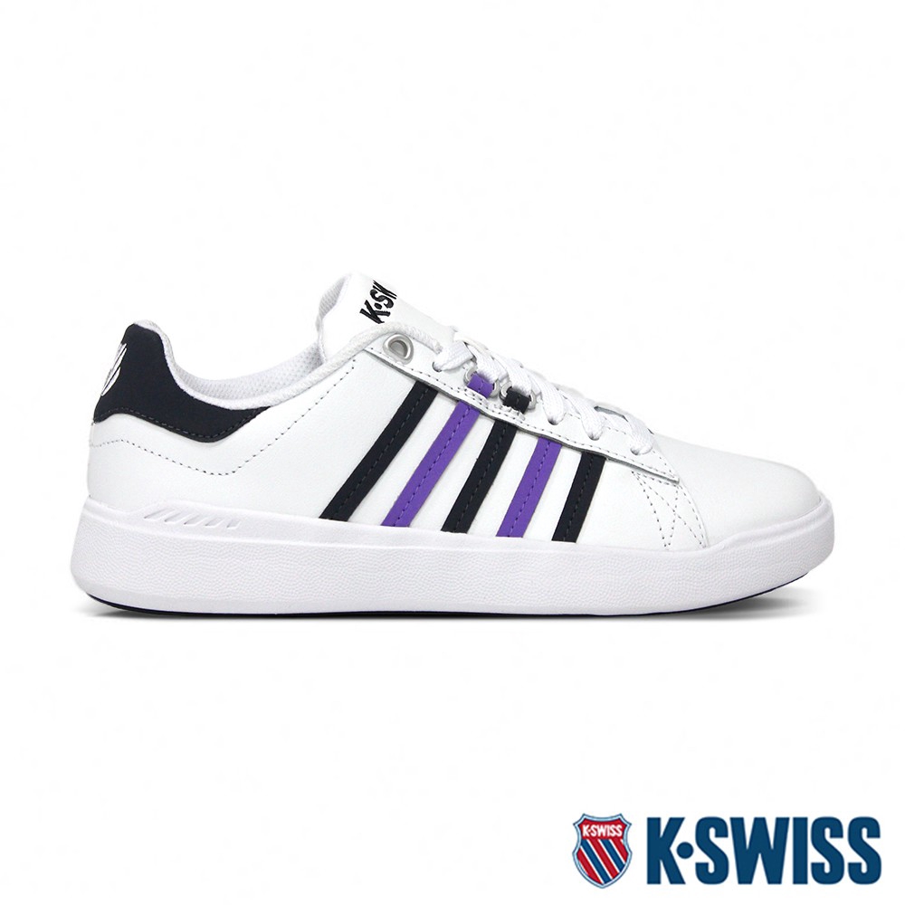 K-SWISS Pershing Court Light輕量時尚運動鞋-女-白/藍/紫 廠商直送 現貨