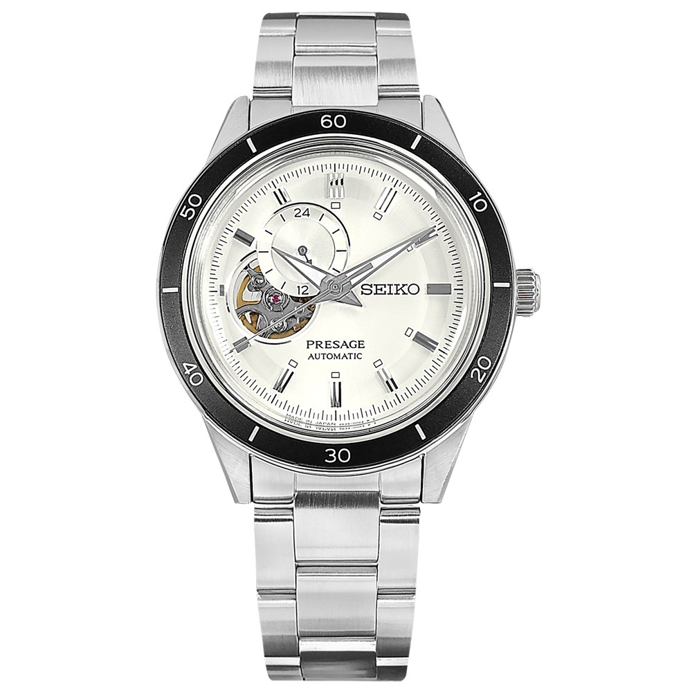 SEIKO 精工 / PRESAGE 鏤空 機械錶 自動上鍊 不鏽鋼手錶 銀白色 / 4R39-00Z0S / 41mm