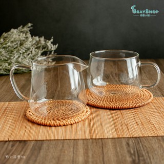 《GrayShop》圓玻璃杯 帶把手《格蕾小舖》 透明玻璃杯 花茶咖啡牛奶杯 帶嘴 網拍美食攝影道具 拍照小物