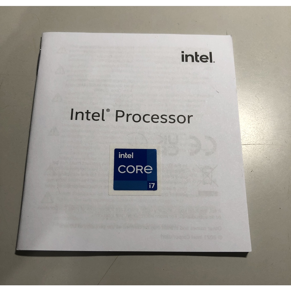全新 Intel 11代i7 12代i7 CPU貼紙 說明書