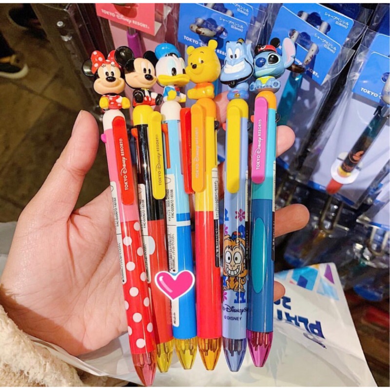 日本 迪士尼樂園 維尼 小熊維尼 唐老鴨 米奇 米妮 史迪奇 阿拉丁 神燈精靈 精靈 筆 原子筆 多色筆三色筆 自動鉛筆