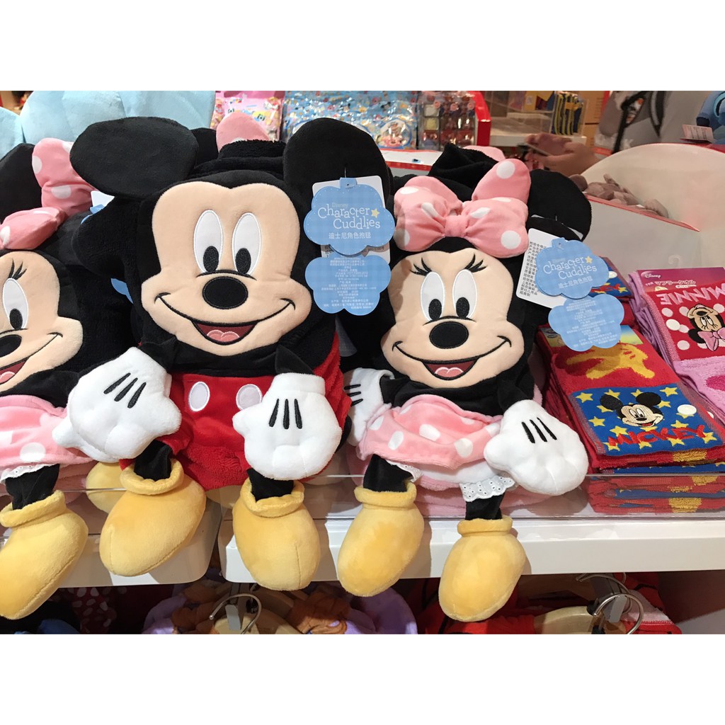 咩代購🌸香港迪士尼代購 米奇/米妮 玩偶造型抱毯