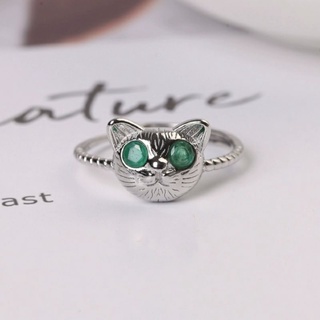 💎 祖母綠 貓咪 通透 925銀 活口可調 戒指 天然 祖母綠戒指