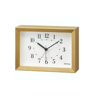 RHYTHM CLOCK 麗聲A系列無印風實木阿拉伯數字嗶嗶聲鬧鐘滑動式秒針靜音座鐘掛鐘 型號：8RE676SR06