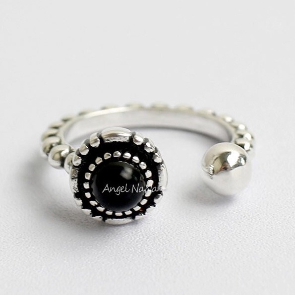 【AngelNaNa】S925純銀戒指-通體純銀復古文創珠開口女戒指(SRA0527)