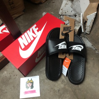 OH SHOES NIke BENASSI JDI 休閒鞋 拖鞋 男女鞋 黑-343880090 情侶