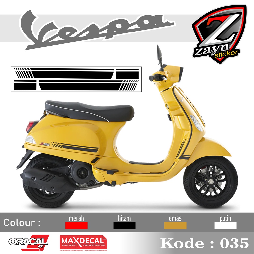 Vespa S/LX 035 條紋切割貼紙清單