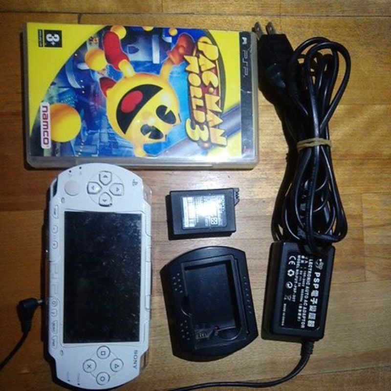 Sony PSP 1007 主機 可能故障 零件機 充電器 變壓器 充座 PACMAN WORLD 3 遊戲片namco