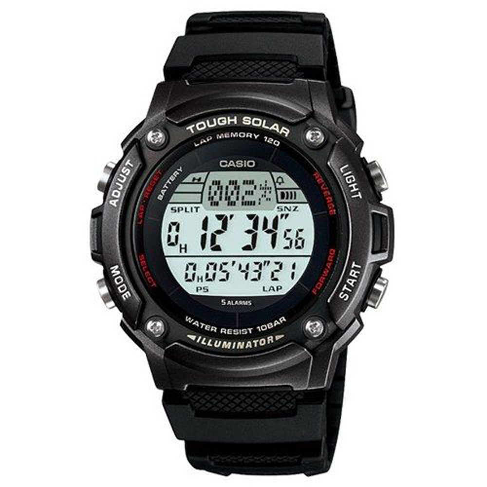 【CASIO】專業級太陽能面板潮流電子錶-黑框(W-S200H-1B)正版宏崑公司貨