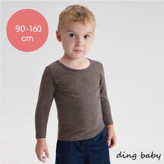 【ding baby】兒童發熱衣-長袖圓領-灰/白(90-160cm) 小丁婦幼