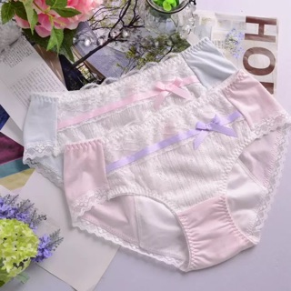 日本進口簡約清新緞帶蝴蝶結生理褲，2色，M-XL