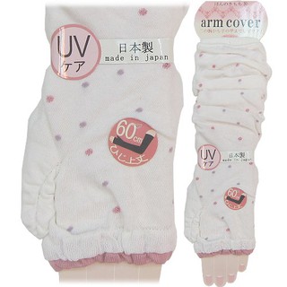 【波克貓哈日網】日本製UV袖套◇白底粉色點點◇《套至手臂》60cm