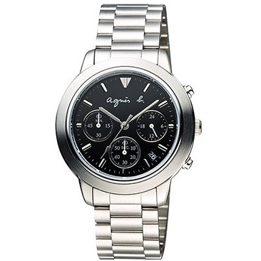 【agnes b.】法式時尚計時腕錶/黑面40mm VD53-KQ00D(BT3012X1)