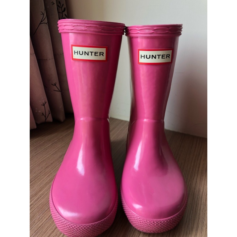 保證正品 二手 Hunter 女寶寶 桃紅色雨靴 雨鞋 靴子