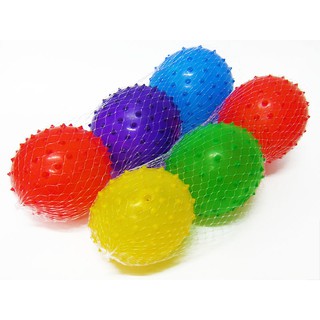 彩色 三入按摩球 刺刺球 尖球 握力球 復健球 健身球 寵物球 充氣球 手指訓練球(約8~9cm)