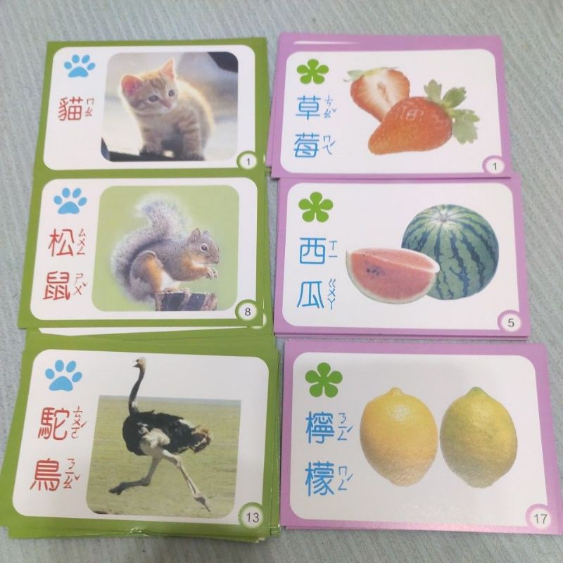 🌈 兒童 識字卡 雙語 蔬果 注音 符號 圖卡 動物 英文 學習 字卡 認識 動物 蔬菜 水果 教學 卡片 英語 教具