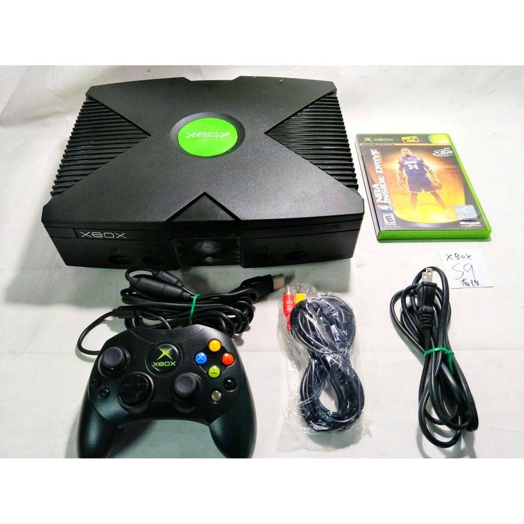 Microsoft 微軟初代XBOX 絕黑色主機S9組附原廠電源+AV線材原廠單手把有 