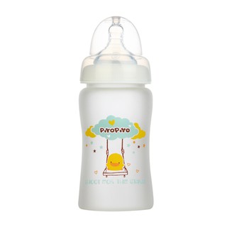 PiyoPiyo黃色小鴨 矽膠寬口玻璃奶瓶180ml｛嬰之房｝