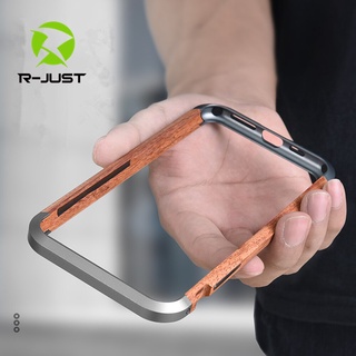 R-JUST蘋果iPhone 13 12 11 Pro XS Max XR 7 8 Plus SE手機殼 鐵木邊框防摔殼