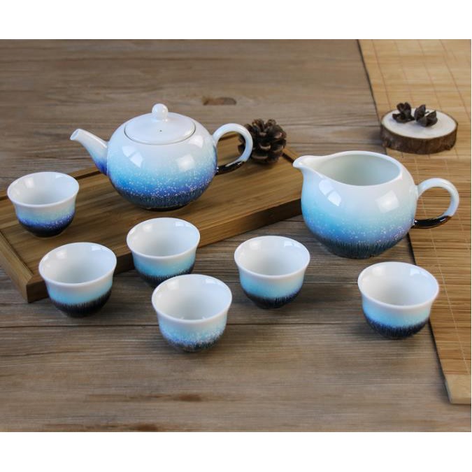 乾唐軒活瓷茶具-----雪晶小圓融茶具套裝組//小圓融雪晶釉1壺1海6杯//--2色