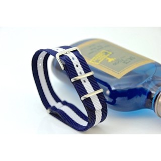 藍白藍色18mm 20mm 22mm Nylon Watch Strap 尼龍NATO zulu G10四環時尚軍用錶帶