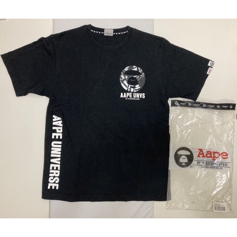 二手美品 AAPE BY A BATHING APE Aape 特殊印刷 反光漆 短袖黑T 給iverson1031下單