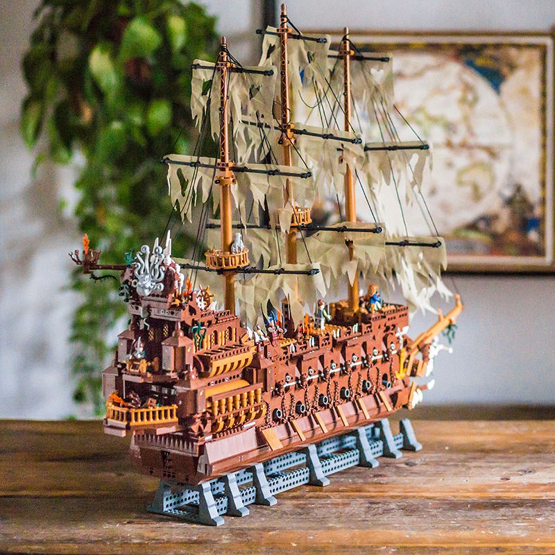 #新款免運#母婴系列爆款#【樂高積木】兼容樂高系列帆船飛翔的荷蘭人號黑珍珠號海盜船模型拼裝積木玩具【5月30日發完】