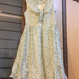 小綠花棉麻洋裝