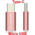 佰通PESTON for Micro USB(母) 轉 Type-C 轉接頭(公) (粉跟藍各一個)