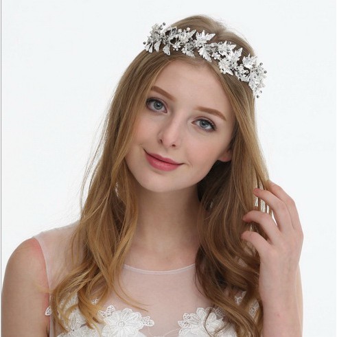 羅絲 新娘飾品 ugcm d2200 歐美新娘髮帶 葉子 水鑽 珍珠