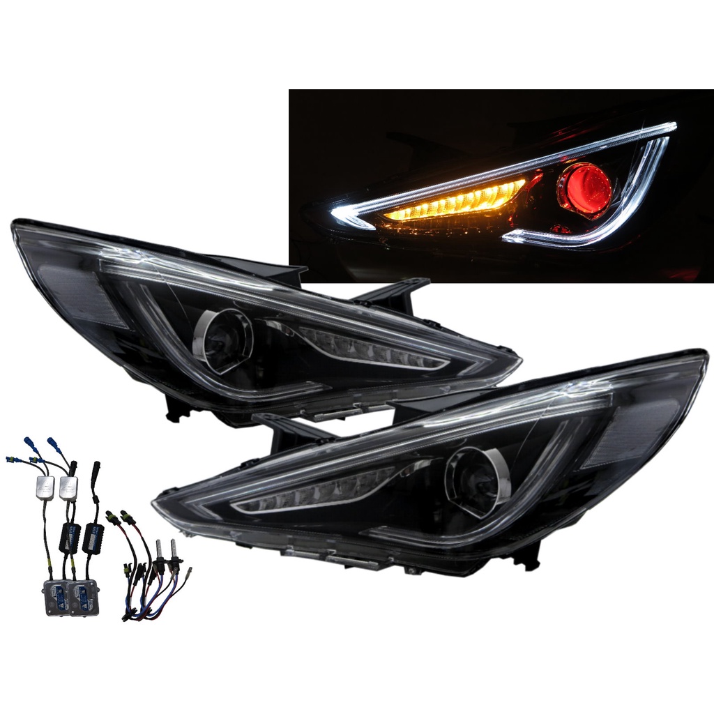 卡嗶車燈 適用 HYUNDAI 現代 SONATA SONATA  YF 09-14  雙光魚眼LED動態方向燈 大燈