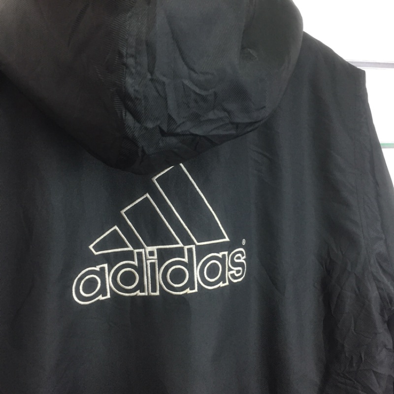 拚拚 古着 復古 adidas 大衣 長版 大 LOGO 連帽 風衣 連帽 長袖 外套 男 女 美式 古著 二手