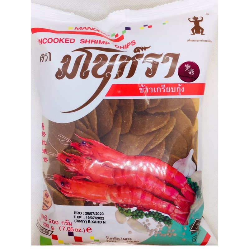 泰國進口-MANORA生炸蝦片200g 馬努拉蝦餅
