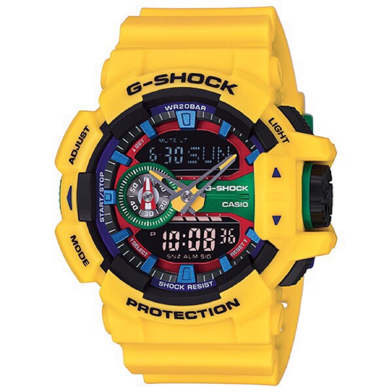 G-shock GA-400-9ADR 樂高配色 雙顯運動錶 黃色