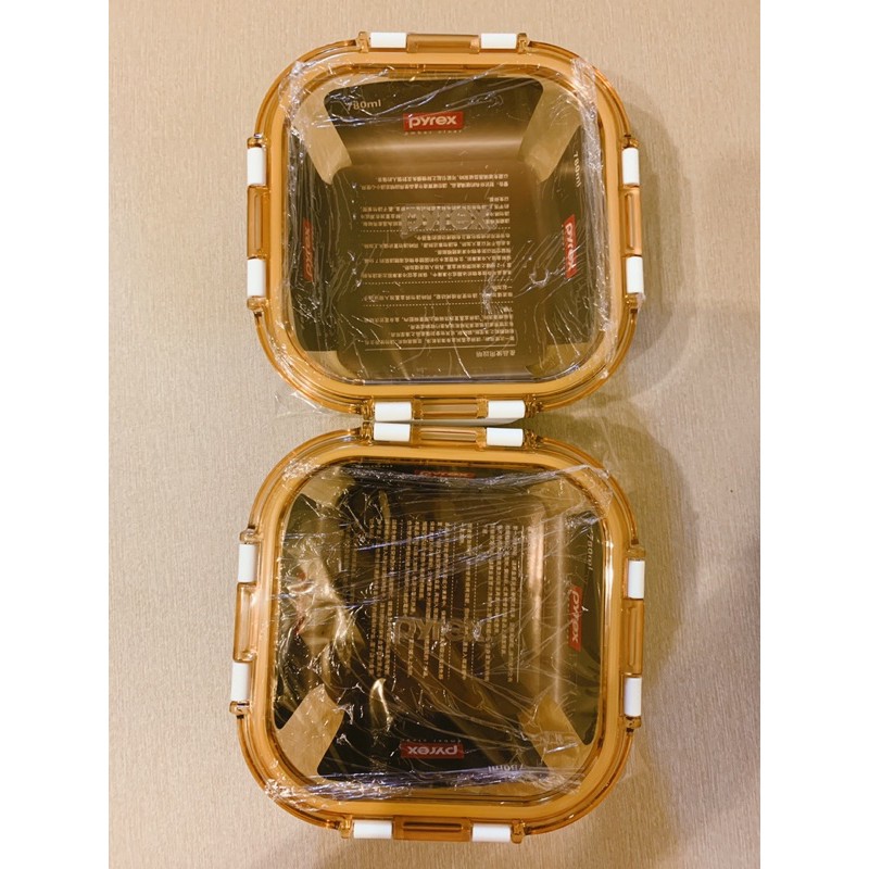 Pyrex康寧琥珀色正方形玻璃保鮮盒780ml