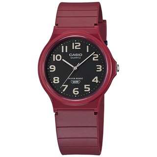 CASIO 卡西歐 / 簡約百搭 數字時標 日本機芯 橡膠手錶 黑x紅 / MQ-24UC-4B / 33mm