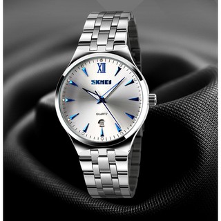 台灣出貨 時刻美 SKMEI 9071 情侶手錶 男士 女士 腕錶 不銹鋼石英手錶 日曆防水手錶 情侶錶