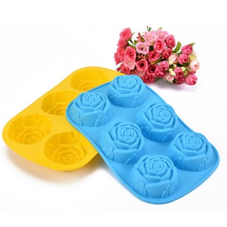 【悠立固】 六連玫瑰花矽膠模手工皂模具 烘焙工具 巧克力蛋糕模具 冰盒 冰塊布丁果凍翻糖模具 食品級