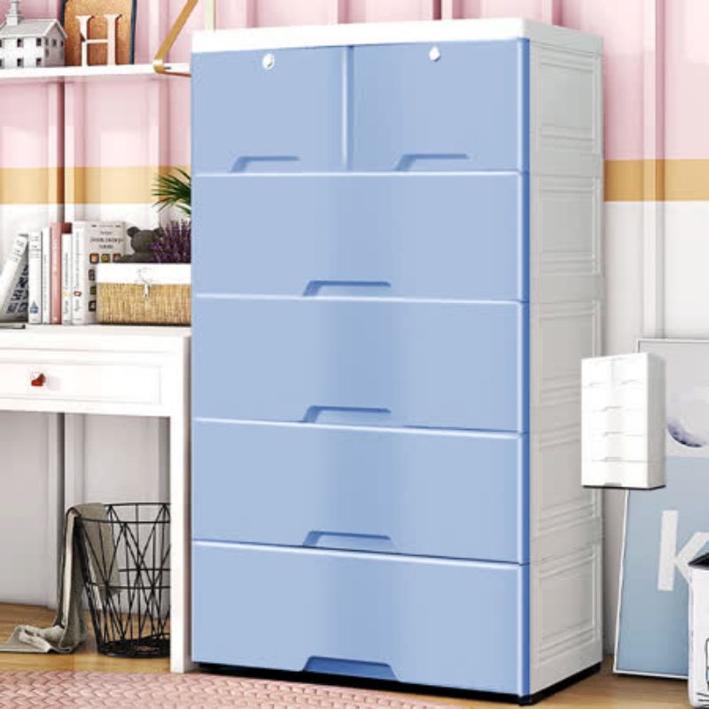 可免運收貨後再付 白藍 65面寬 日式5層抽屜(2小抽+4大抽)收納櫃 置物櫃 衣櫃 衣櫥 櫥櫃 收納組