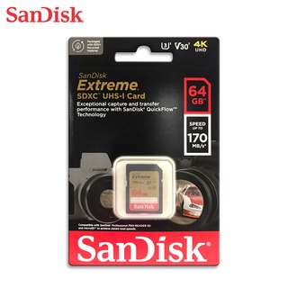 SANDISK Extreme SD SDXC 64GB C10 U3 V30 速度高達 170MB /s 單眼適用