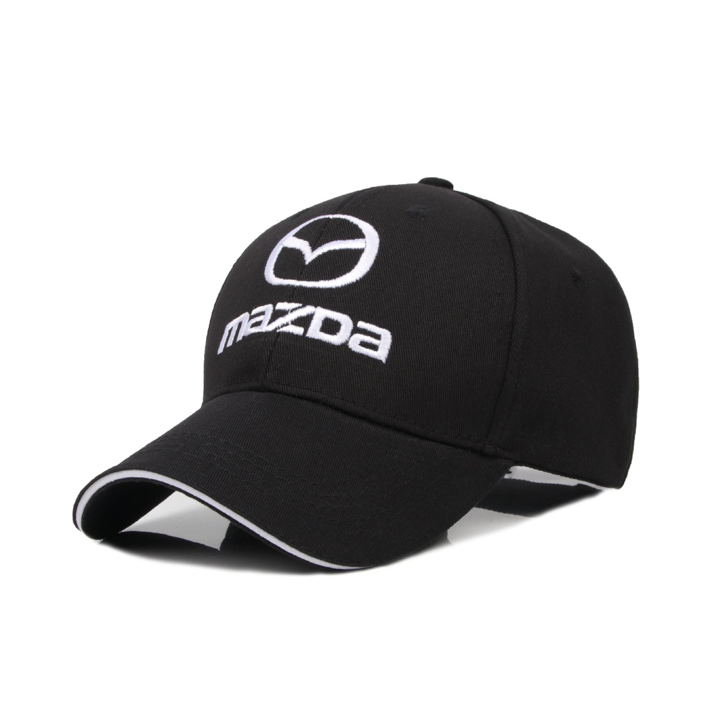 MAZDA 汽車標誌棉棒球帽跑步高爾夫嘻哈休閒尖頂帽男女通用 Snapback 帽子