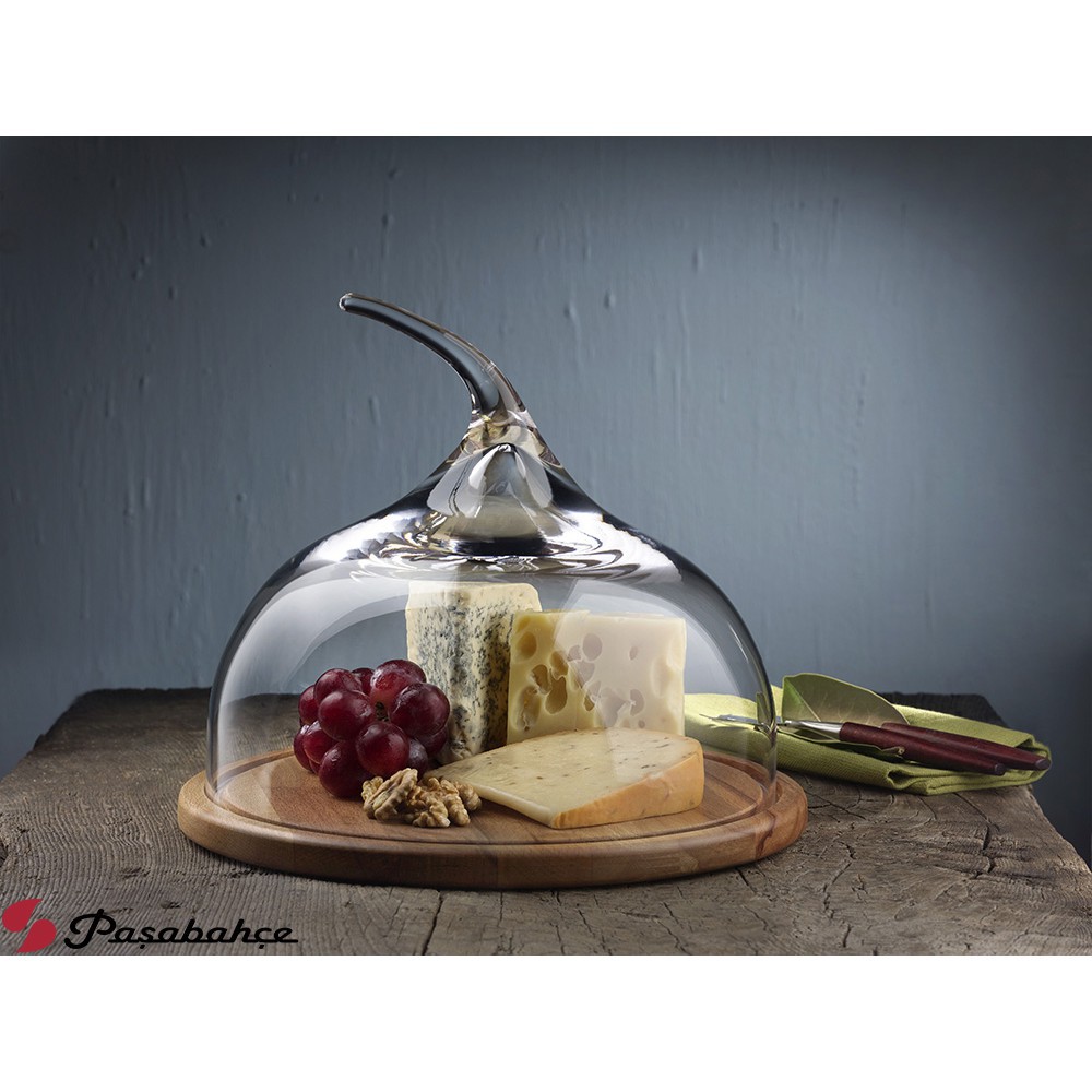土耳其Pasabahce 原木起司蛋糕盤 點心盤 派對盤+手工水晶玻璃罩
