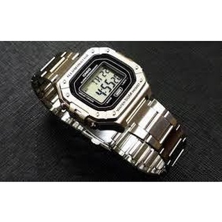 CASIO WATCH大錶面清晰數位電子運動鋼帶錶-銀 (W-218HD-1A) 【神梭鐘錶】