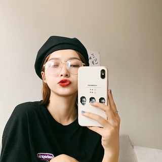 貝雷帽 網紅款帽子 黑色 女帽 韓版潮日系 薄款 秋冬 ins英倫復古八角帽