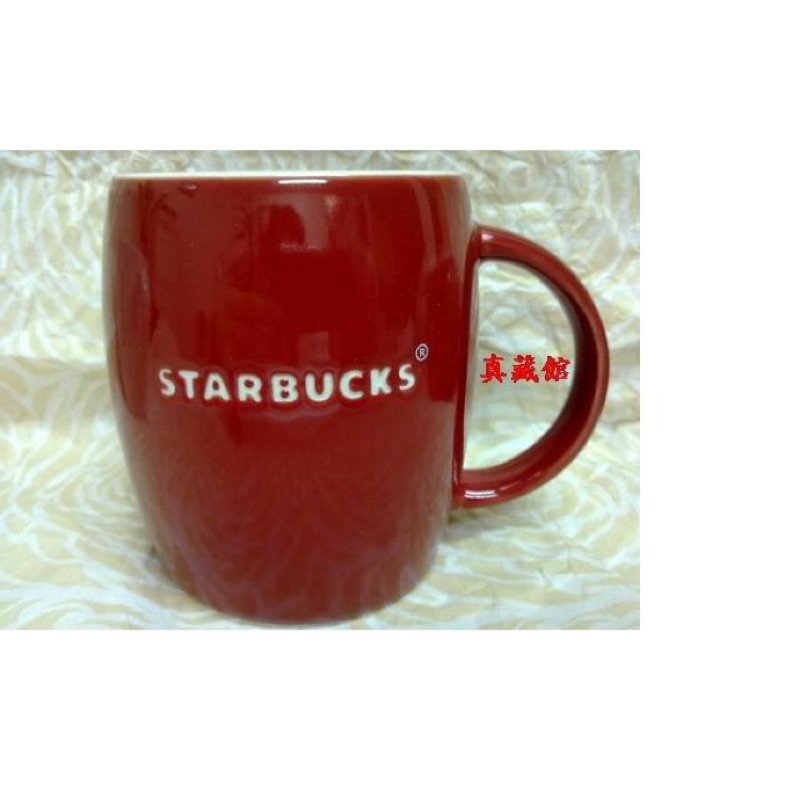 [真藏館] Starbucks 星巴克 2012 情人節限定 紅品牌logo 酒桶型馬克杯 (12oz)