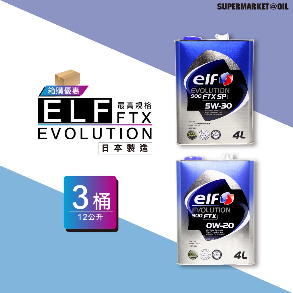 【整箱下單區】 ELF 0W20/5W30 4L 日本鐵罐 億而富 EVO 900FTX 化學全合成機油 機油超市