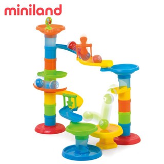 免運/大尺寸/彈跳球/最佳玩具金牌獎【西班牙Miniland】蹦蹦滾珠軌道旋轉積木 STEM